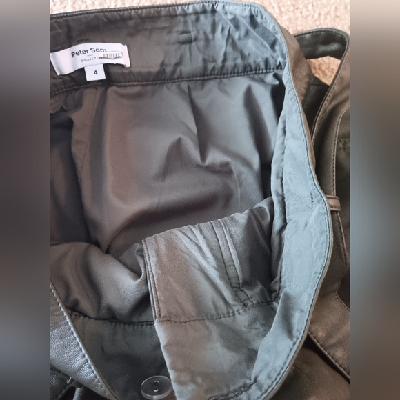 Peter Som Olive Green Faux Leather Paperbag Waist Tie Belt Ankle Length Pants - Picture 8 of 8